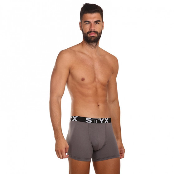 Calções de boxer para homem Styx longo desportivo elástico cinzento escuro (U1063)