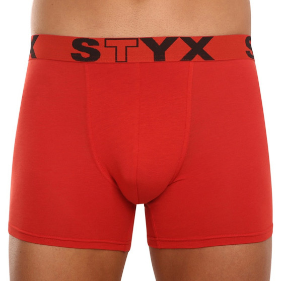 Calções de boxer para homem Styx longo desporto elástico vermelho (U1064)