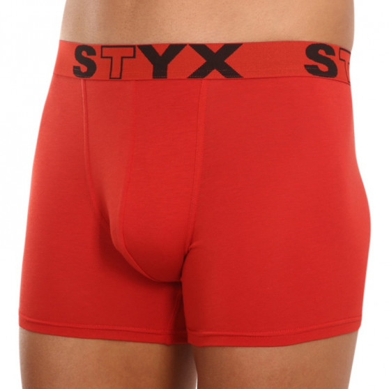 Calções de boxer para homem Styx longo desporto elástico vermelho (U1064)