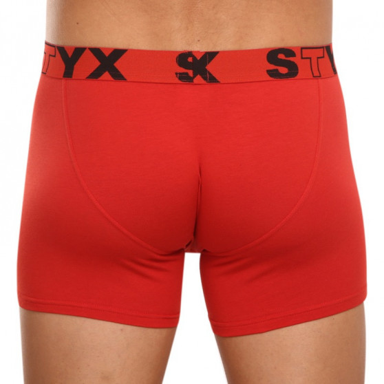 Calções de boxer para homem Styx longo desporto elástico vermelho (U1064)