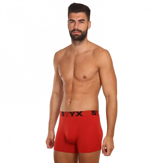 Calções de boxer para homem Styx longo desporto elástico vermelho (U1064)