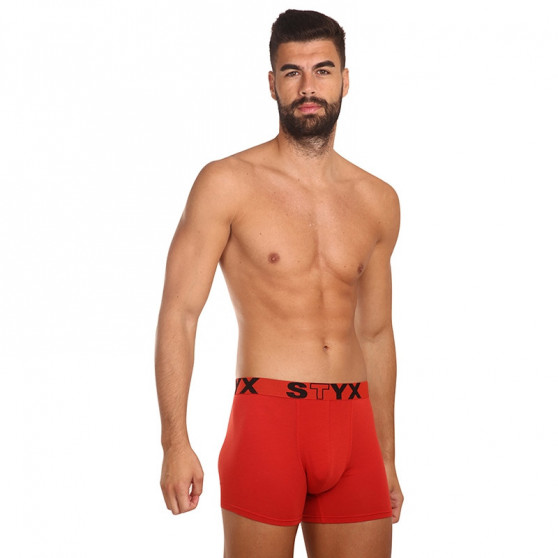 Calções de boxer para homem Styx longo desporto elástico vermelho (U1064)