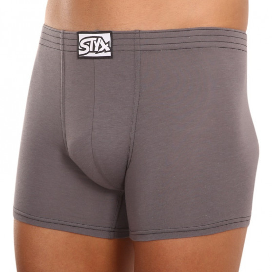 Boxers para homem Styx longo elástico clássico cinzento escuro (F1063)