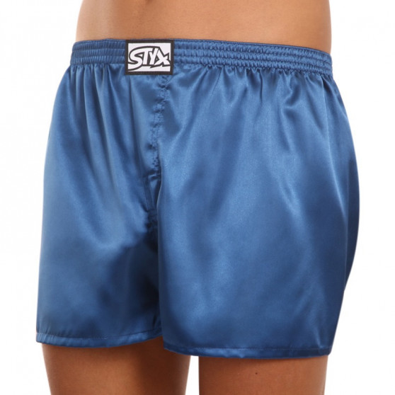 Boxers para homem Styx clássico elástico acetinado azul escuro (C664)