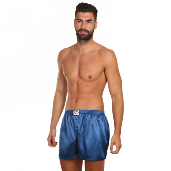 Boxers para homem Styx clássico elástico acetinado azul escuro (C664)