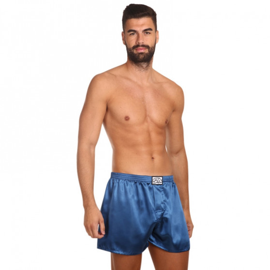 Boxers para homem Styx clássico elástico acetinado azul escuro (C664)