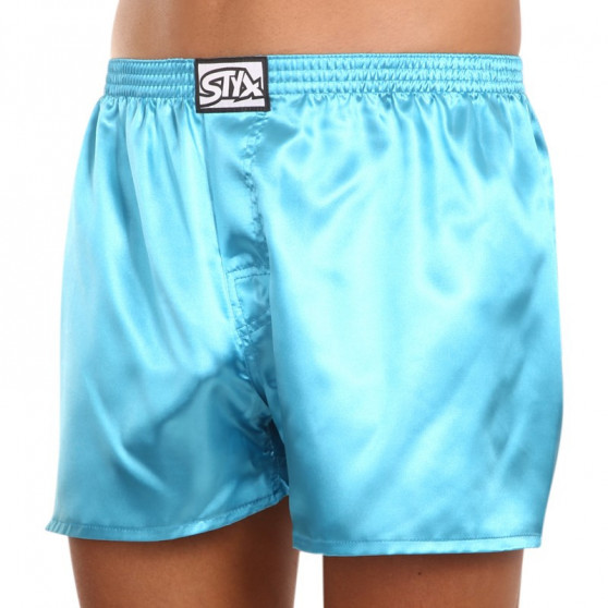 Boxers para homem Styx clássico de borracha azul acetinado (C967)