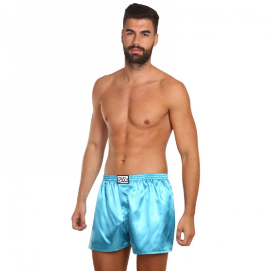 Boxers para homem Styx clássico de borracha azul acetinado (C967)