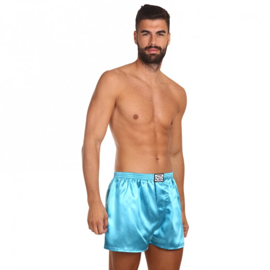 Boxers para homem Styx clássico de borracha azul acetinado (C967)