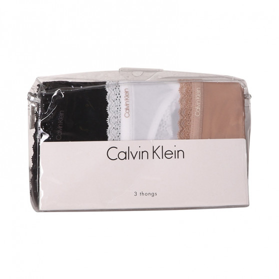 3PACK Tanga para mulher Calvin Klein multicolorido (QD3802E-FIY)