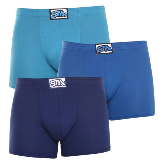 3PACK Boxers para homem Styx longo elástico clássico azul (F9676869)