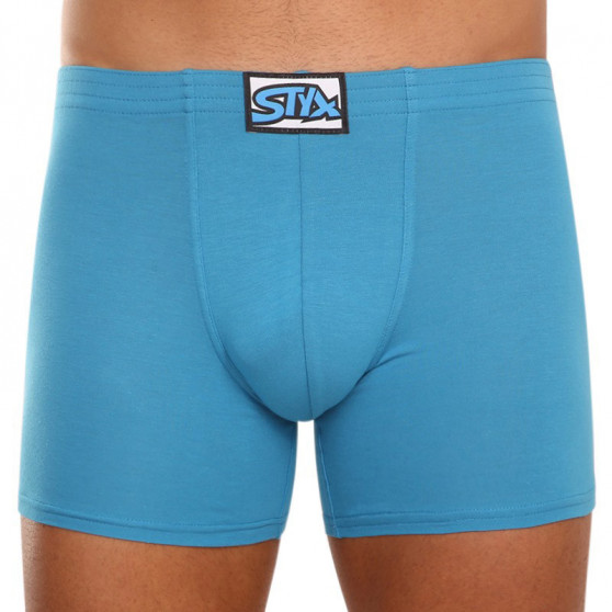 3PACK Boxers para homem Styx longo elástico clássico azul (F9676869)