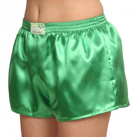 Boxers para mulher Styx clássico elástico de cetim verde escuro (L689)