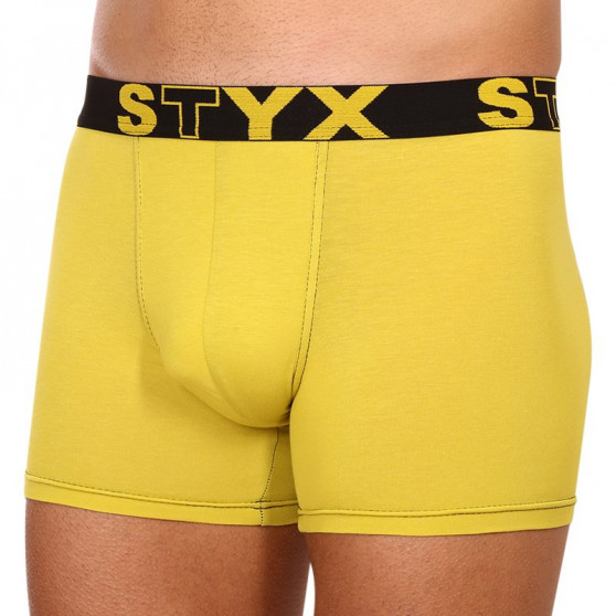 Boxers para homem Styx longo desportivo elástico verde e amarelo (U1065)