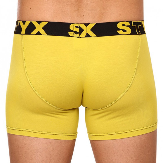 Boxers para homem Styx longo desportivo elástico verde e amarelo (U1065)