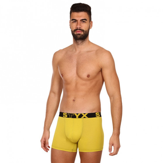 Boxers para homem Styx longo desportivo elástico verde e amarelo (U1065)