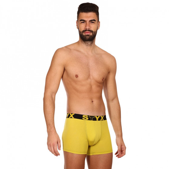 Boxers para homem Styx longo desportivo elástico verde e amarelo (U1065)