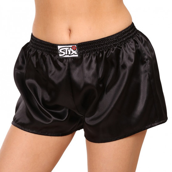 Boxers para mulher Styx clássico elástico acetinado preto (L960)