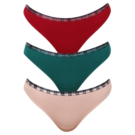 3PACK Tanga para mulher Tommy Hilfiger multicolorido (UW0UW03921 0WQ)