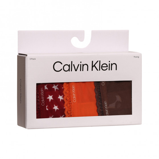 3PACK Tanga para mulher Calvin Klein multicolorido (QD3802E-65K)