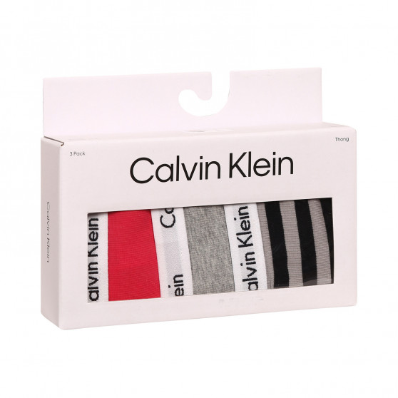 3PACK Tanga para mulher Calvin Klein superdimensionado multicolorido (QD3800E-658)