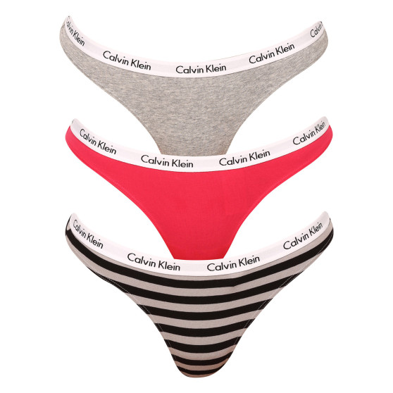 3PACK Tanga para mulher Calvin Klein superdimensionado multicolorido (QD3800E-658)