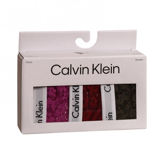 3PACK Cuecas brasileiras para mulher Calvin Klein multicolorido (QD3925E-6VY)