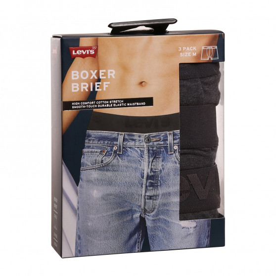 3PACK Boxers para homem Levis cinzento (905045001 007)