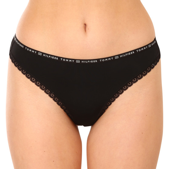 3PACK tanga para mulher Tommy Hilfiger preto (UW0UW02824 0R7)