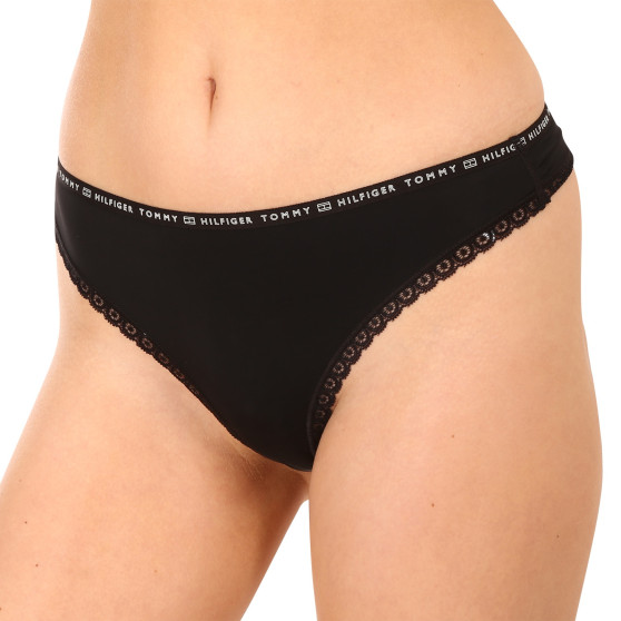 3PACK tanga para mulher Tommy Hilfiger preto (UW0UW02824 0R7)