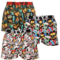 3PACK Boxers para homem Styx arte esportes borracha multicolorido (3B14386)