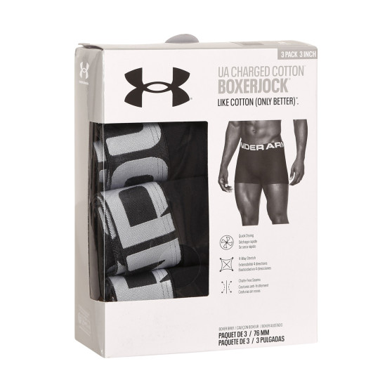 3PACK Boxers para homem Under Armour preto (1363616 001)