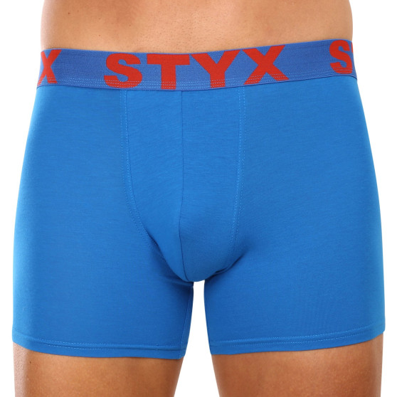 Calções de boxer para homem Styx longo desporto elástico azul (U1167)