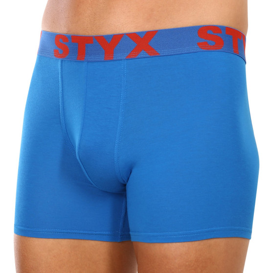 Calções de boxer para homem Styx longo desporto elástico azul (U1167)