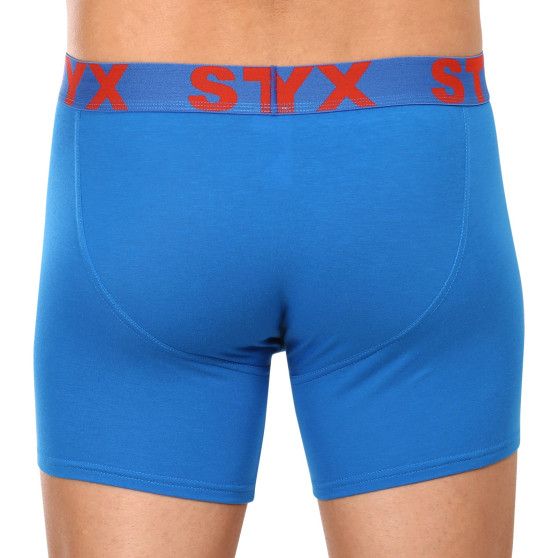 Calções de boxer para homem Styx longo desporto elástico azul (U1167)