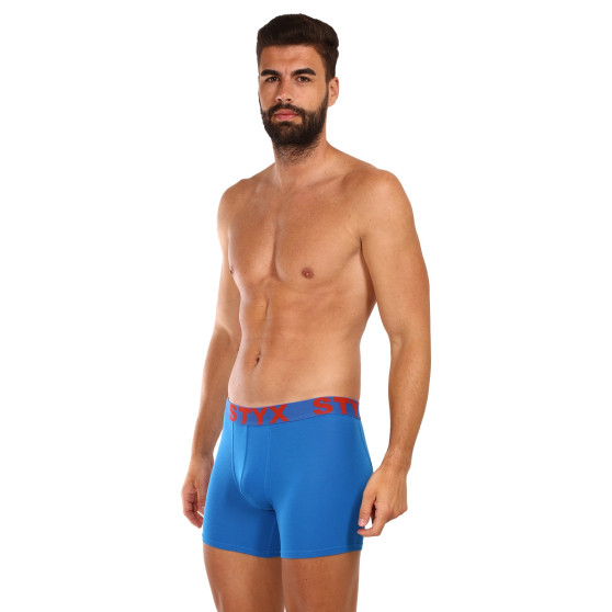 Calções de boxer para homem Styx longo desporto elástico azul (U1167)