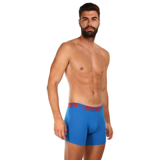 Calções de boxer para homem Styx longo desporto elástico azul (U1167)