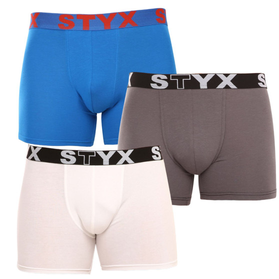 3PACK Boxers para homem Styx longo desportivo elástico multi-colorido (3U10137)