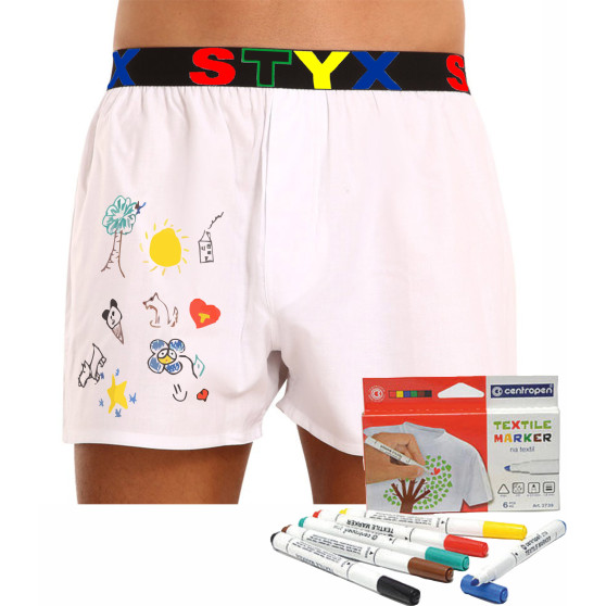 Boxers para homem Styx sport borracha branca + marcadores têxteis (BF1061)