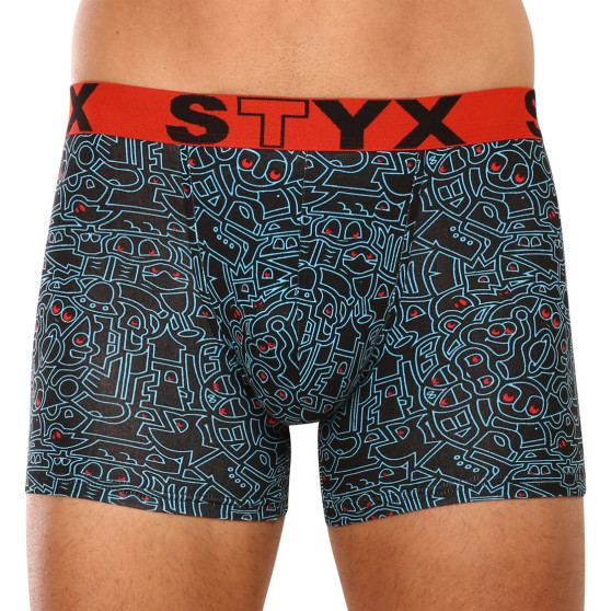 Calções de boxer para homem Styx longo arte desporto borracha doodle (U1256)