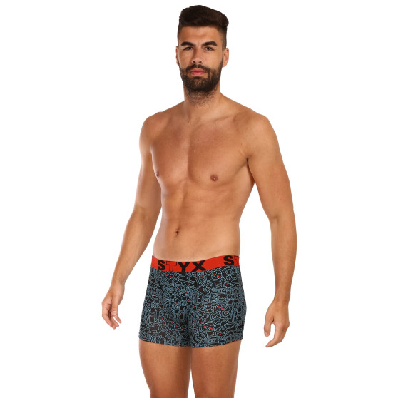 Calções de boxer para homem Styx longo arte desporto borracha doodle (U1256)