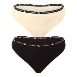 2PACK Tanga para mulher Calvin Klein multicolorido (QD3990E-BP5)