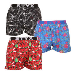 3PACK Boxers para homem Styx arte esportes borracha multicolorido (3B13489)