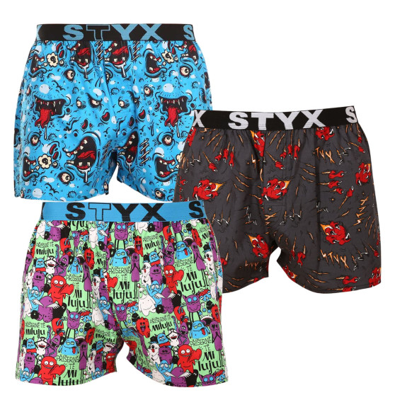 3PACK Boxers para homem Styx arte esportes borracha multicolorido (3B14125)