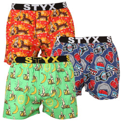 3PACK Boxers para homem Styx arte esportes borracha multicolorido (3B13946)