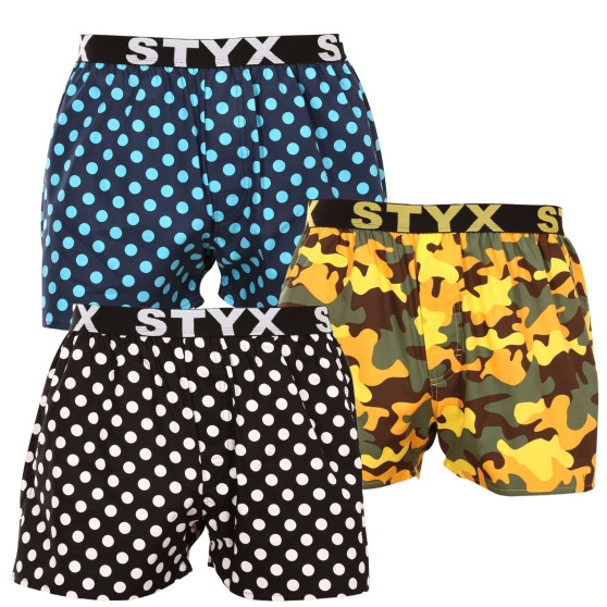 3PACK Boxers para homem Styx arte esportes borracha multicolorido (3B15901)