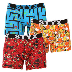 3PACK Boxers para homem Styx arte longa desporto elástico multi-colorido (3U12914)