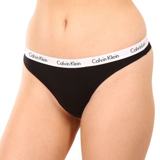 3PACK tanga para mulher Calvin Klein preto (QD3587E-001)