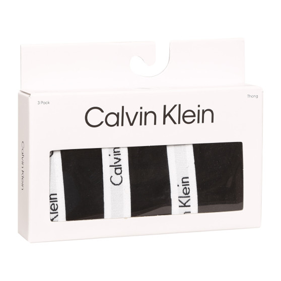 3PACK tanga para mulher Calvin Klein preto (QD3587E-001)