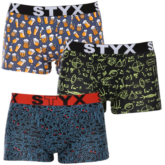 3PACK Boxers para homem Styx arte esportes borracha multicolorido (3G12672)